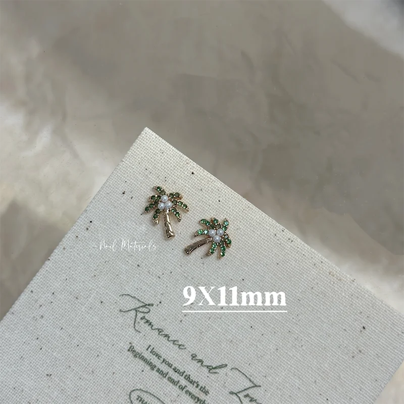 10 pièces nouvel été fruits cerise ananas cocotier japonais or cuivre zirconium luxe haute qualité nail art bijoux