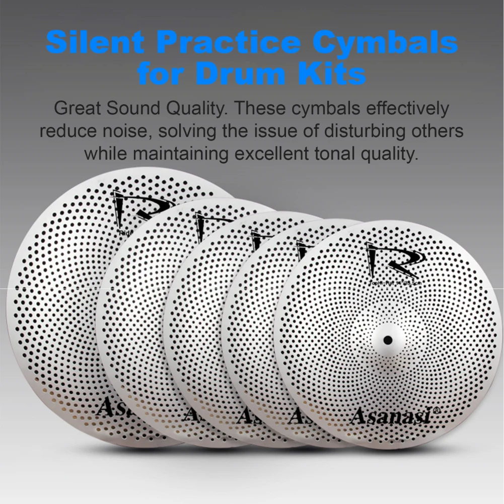 

4 PCs/5 PCs Low Volume Cymbal Pack Mute Cymbal Stainless Steel Quiet Drum Cymbal Set Percussion Instrument Accessories