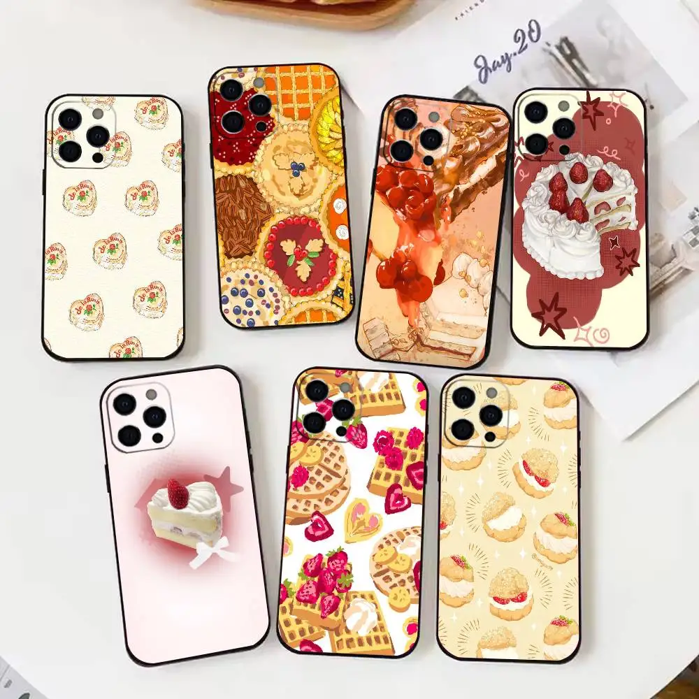 

Cute Cake Dessert Phone Case Silicone Soft For IPhone 17 16 15 14 13 12 11 X XR Plus Pro Max Plus
