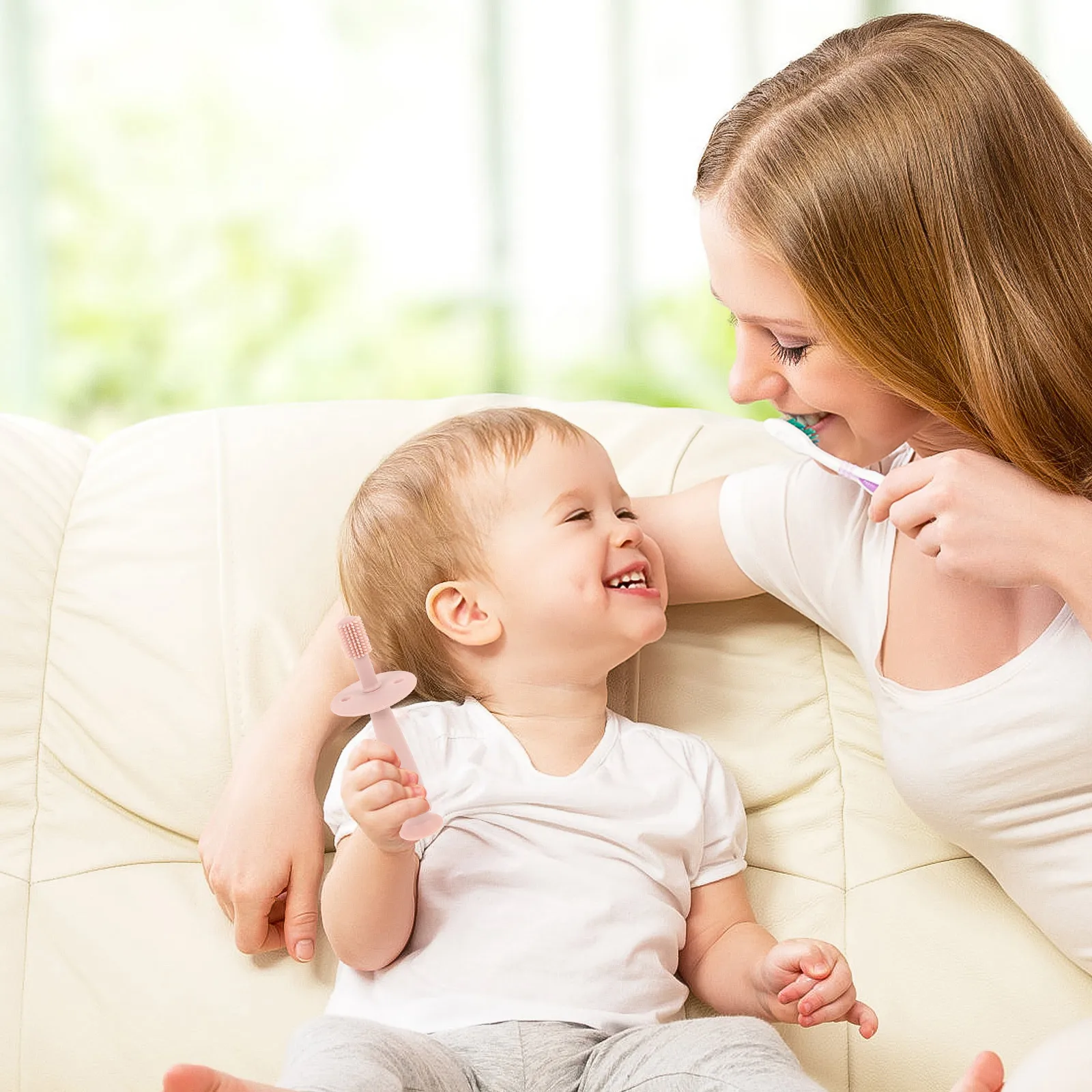 1 قطعة فرشاة أسنان الطفل سيليكون واقية يربك دليل آمنة العناية بالفم طفل شعيرات التدريب فرشاة الأسنان الوردي