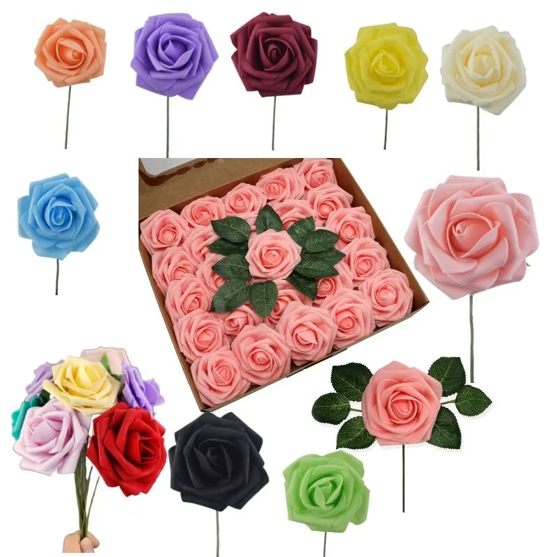 

25PCS Artificial Rose Gradient Rose Bundle for Valentine's Day Wedding Party Home Decoration Christmas Decoration Birthday Gift