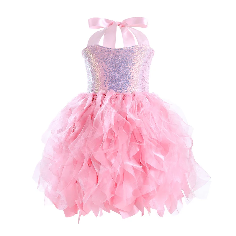 

New Fashion Party Girls Dress Christmas Little Princess Dresses For Girl Summer Rainbow Mesh Dance Costume Birthday Kids Clothes