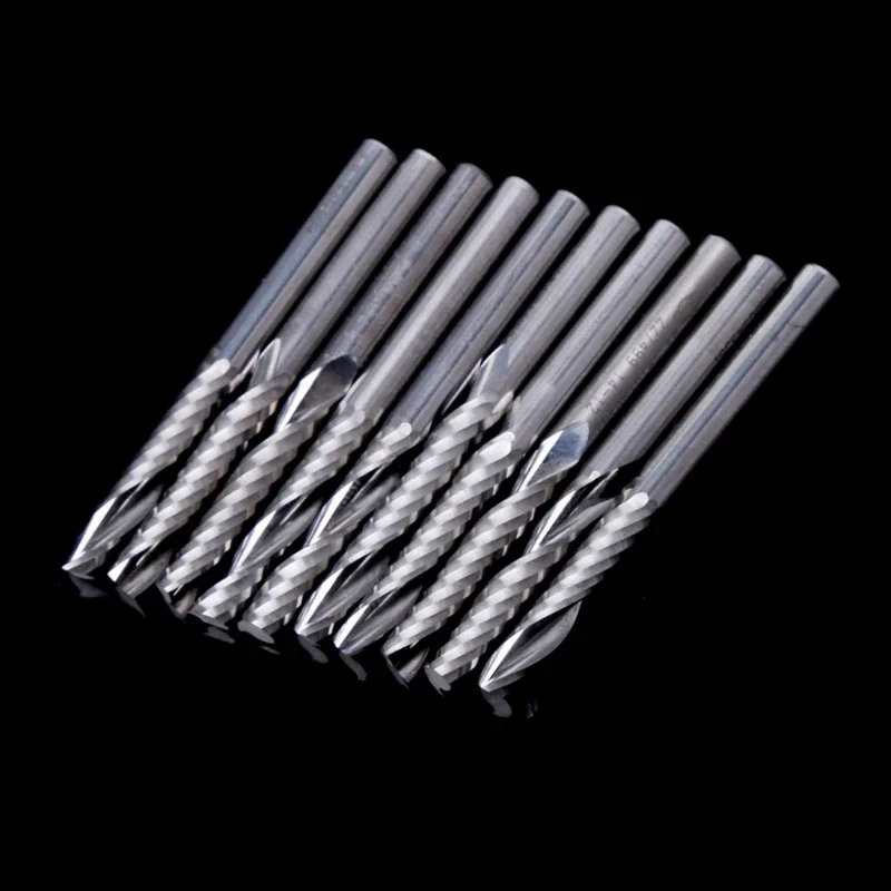 10 Pcs Shank Single Flute Spiral End Mill Cutter Router Bits CEL