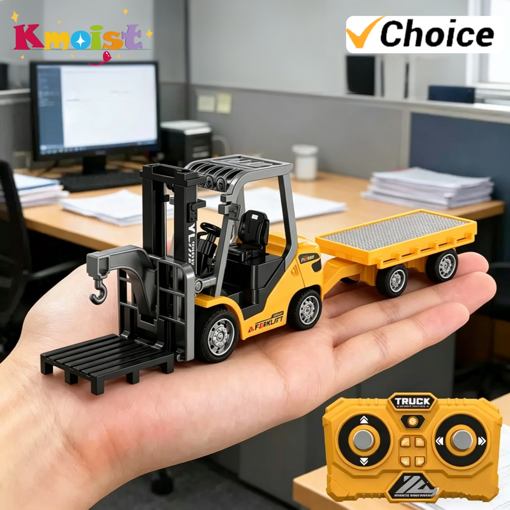 1/64 Mini Desktop Toy Car Alloy Rc Forklift Truck App 2.4G Remote Control Car Flatbed Cart Vehicle Toys for Children Adult Gifts