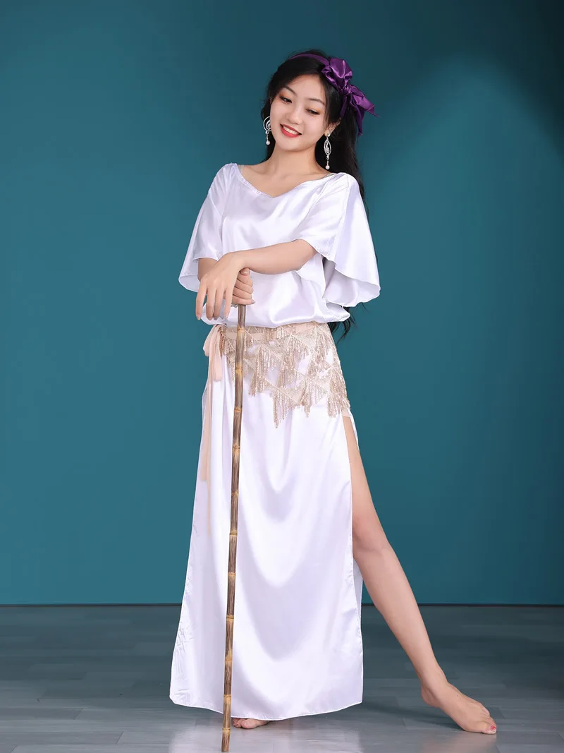 زي أداء الرقص الشرقي رداء فساتين من قطعة واحدة بدلة ممارسة الشابي زي أداء الرقص الشرقي بلدي #3