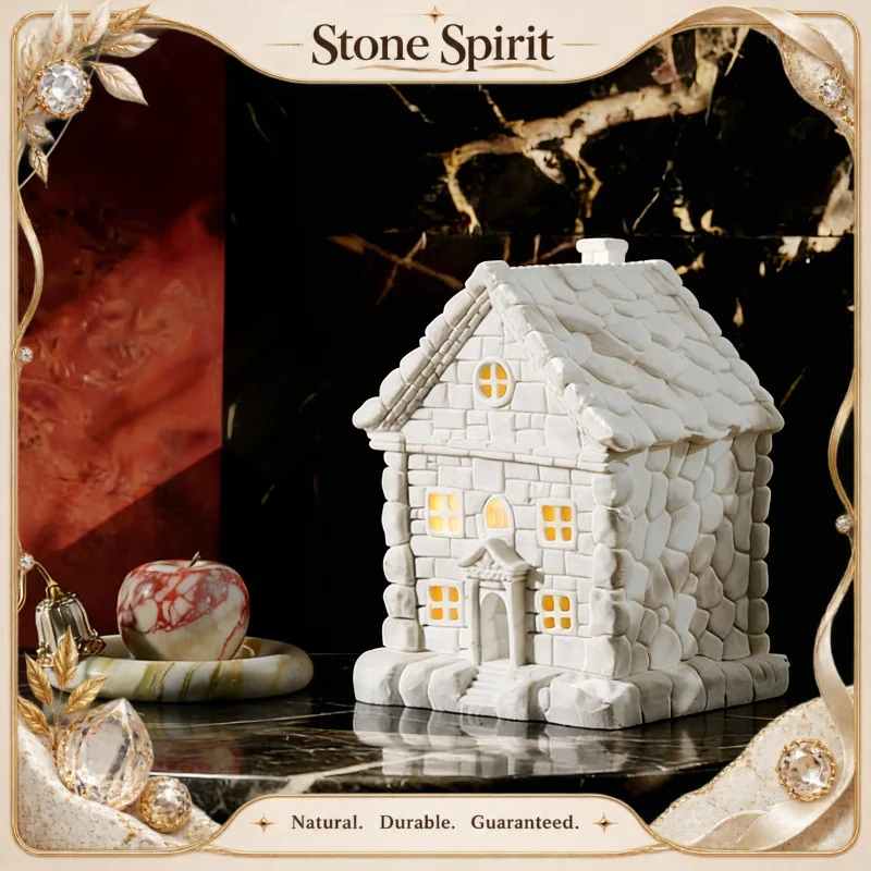 【Natural】Natural Marble Country House Shape Figures Luxury Room Decoration Handmade Stone Home Decoration Ornaments
