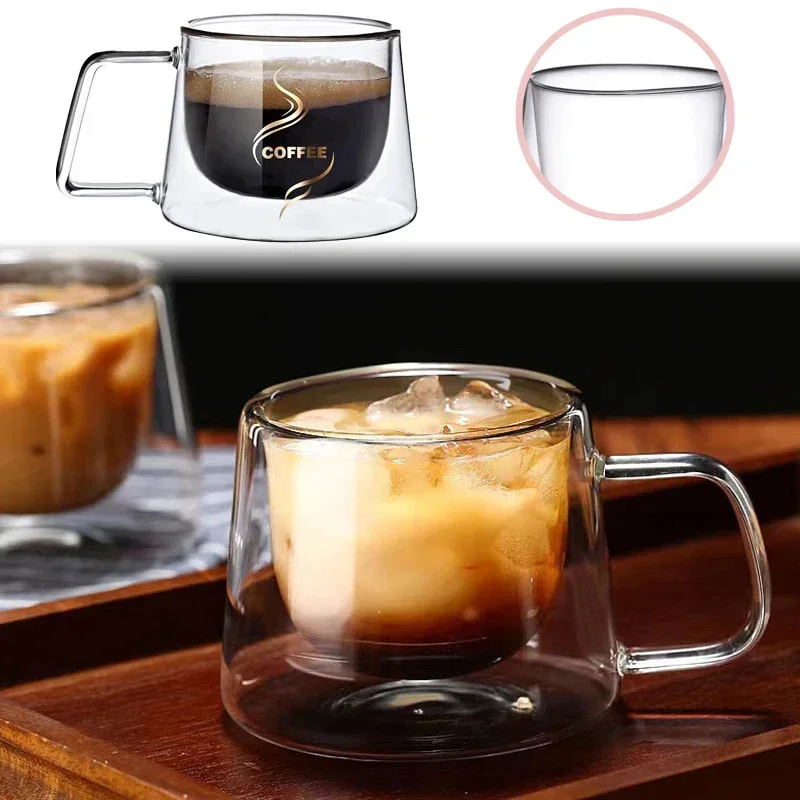 แก้วแก้วความคิดสร้างสรรค์ผนังคู่สูง Borosilicate ทนความร้อนชานมน้ําผลไม้กาแฟถ้วยน้ําสําหรับห้องครัวบาร์ Drinkware ของขวัญ