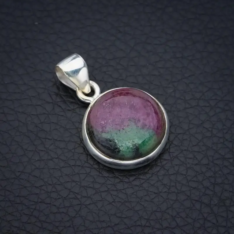 

Hesy® Natural Ruby Zoisite Handmade 925 Sterling Silver Pendant 1.25" F4656