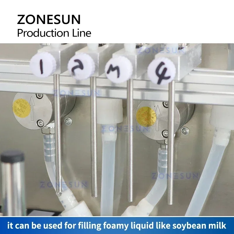 ZONESUN Linea di produzione automatica Flacone Riempitore per bottiglie Tappo a vite Unscrambler Alimentatore Etichettatrice per bottiglie rotonde ZS-FAL180D3