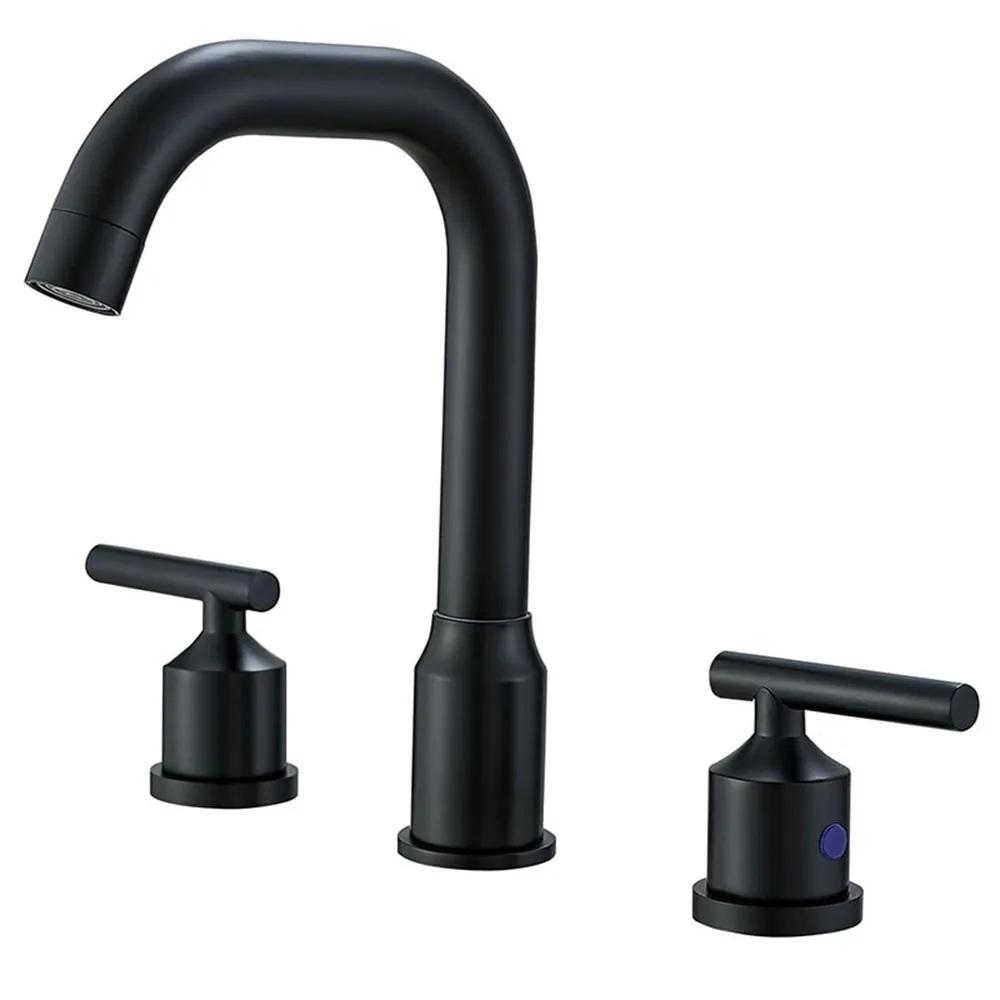 Becola basin faucet black chrome contemporary classic style double handle three hole sturdy and durable