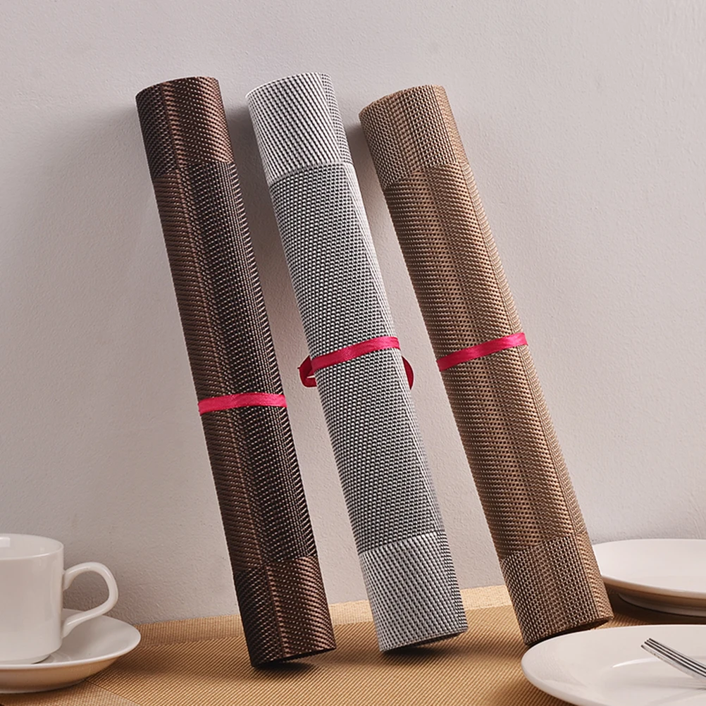 

4 Pcs Table Heat Insulation Anti Slip PVC Home Coasters Waterproof Brown Cup Mat Dining Scratches Stains Protection