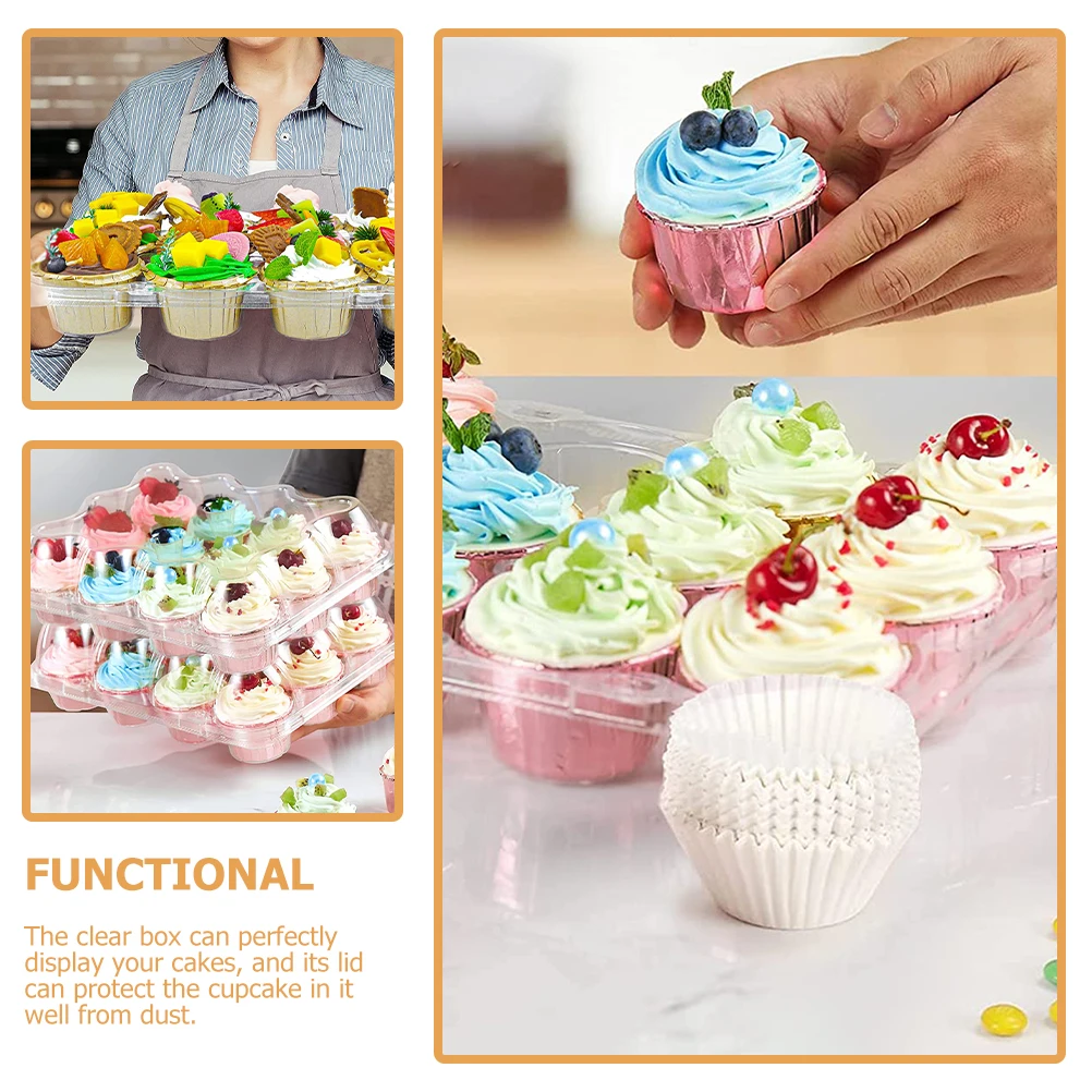 

5 Pcs Plastic Cake Containers for Cupcakes Muffins Clear Stackable Cupcake Boxes Bakery Takeout Display Boxes