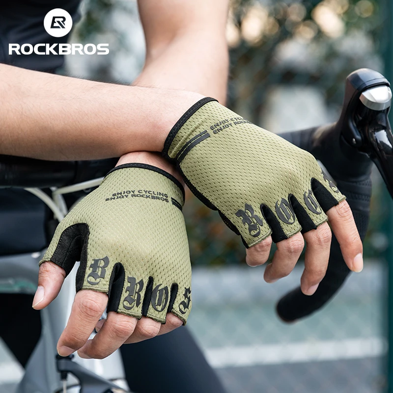 ROCKBROS Bicycle Gloves Half Finger Summer Men Women SBR Palm Shockproof Breathable Bike Short Gloves MTB Road Cycling Gloves