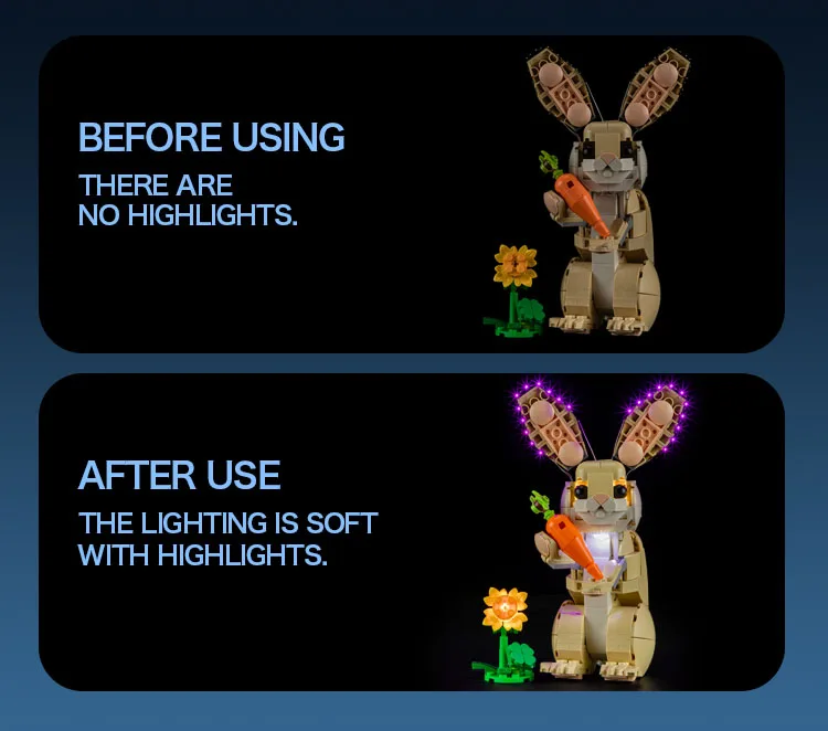مجموعة الإضاءة لمجموعة LEGO Cute Bunny 31162 لا تشمل مكعبات البناء (مجموعة إضاءة LED فقط)