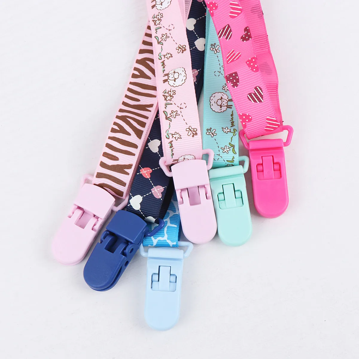

Baby Pacifier Clips Cloth On-the-go Silicone Holder Fixing Rope Metal Suspender Animal Adjustable Soother