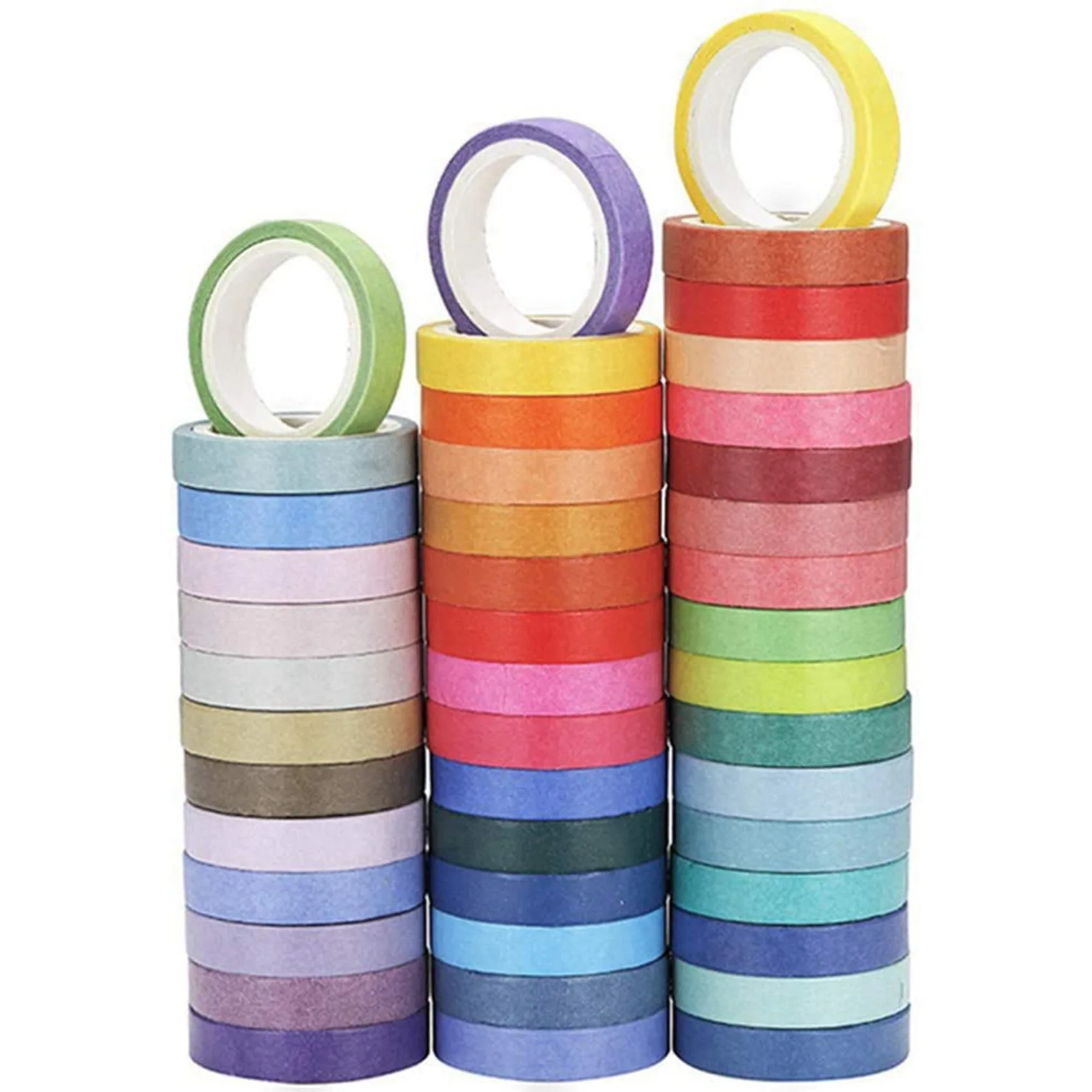 120 ชิ้น Basic สีทึบ Washi เทป Rainbow Masking เทปกาวตกแต่งสติกเกอร์เทปสมุดภาพไดอารี่เครื่องเขียน