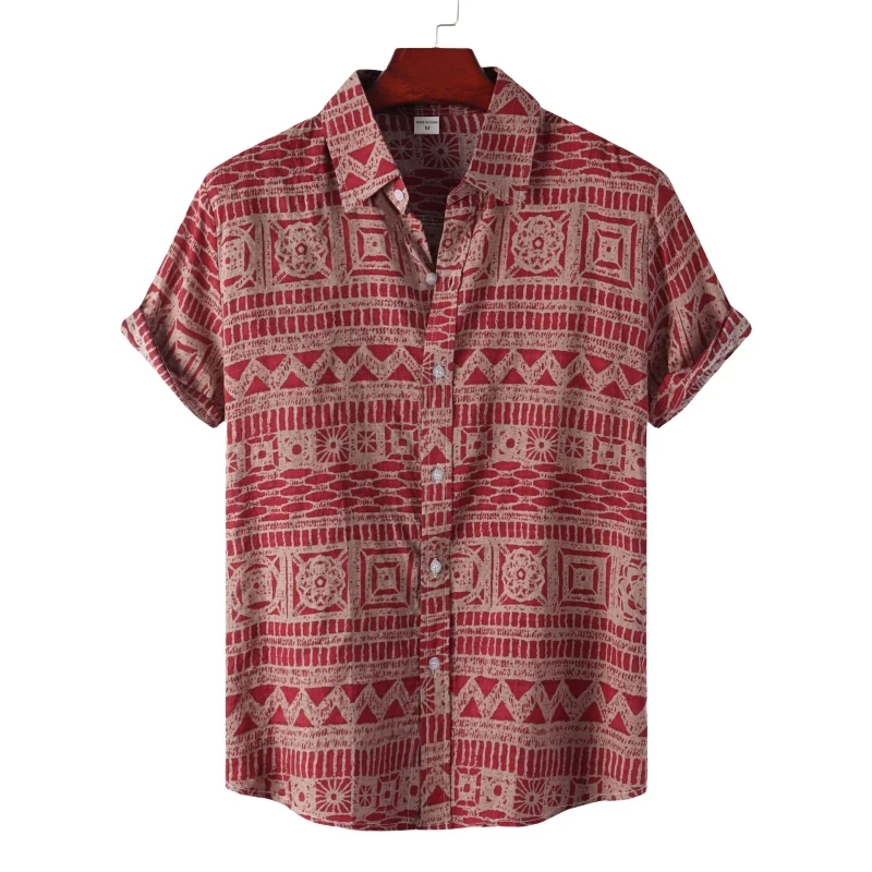 Luxury Men\'s Shirt Man T-shirt Tiki Fashion Shirts And Blouses Clothing Social T-shirts Hawaiian Cotton Oversize Free Shipping