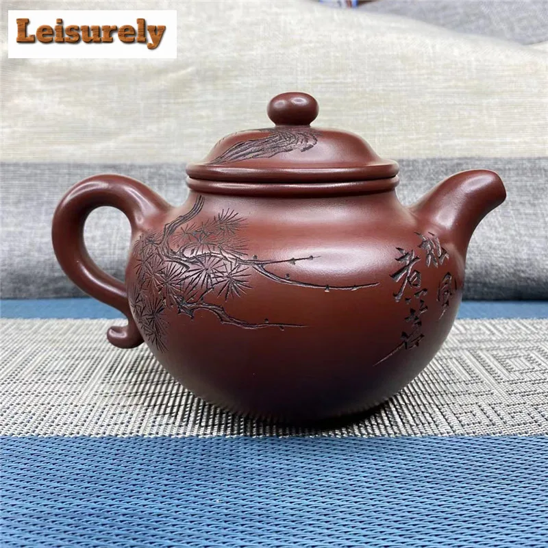 420ml Elegant Yixing Purple Clay Teapots Handmade Lotus Seed Pot Raw Ore Dragon's Blood Sand Mud Tea Soaking Kettle Zisha Teaset