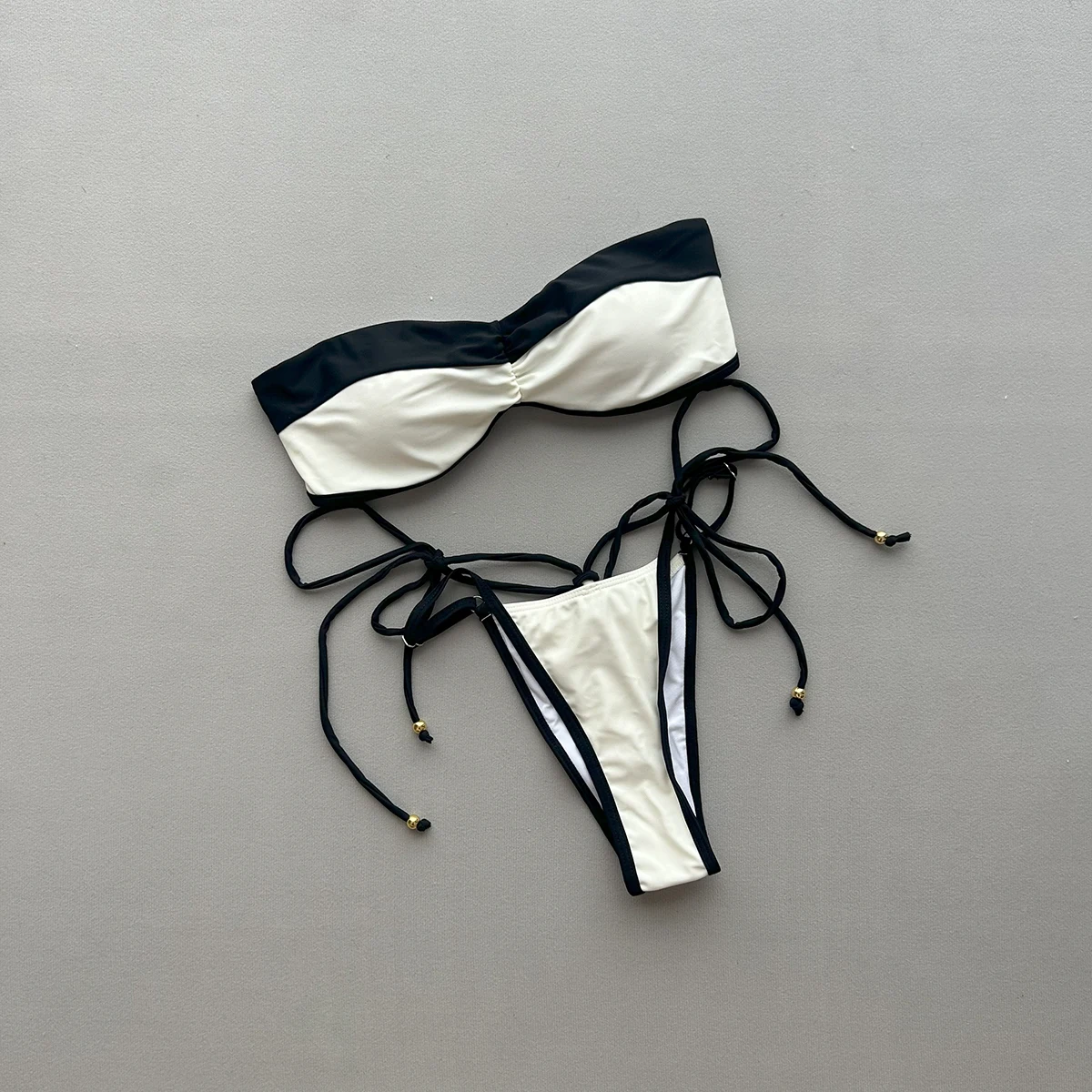 

Bandeau Bikinis 2025 Sexy Women Swimsuit Female Swimwear Patchwork Thong Bikini Set Biquini Bathing Suit Swimming Suit Beachwear