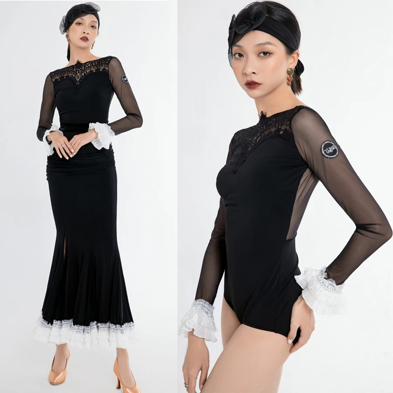 

Fashion Women Latin Dance Competition Costume Adults Ballroom Dance Clothes Waltz Modern Dancing Suits Stage Wear SL11758