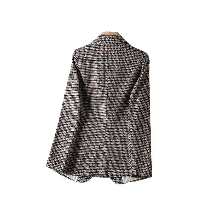 Houndstooth Women Suit 1 Piece Blazer Female Fall Winter Office Lady Business Work Wear Fashion Girl Coat Jacket Casual Dress