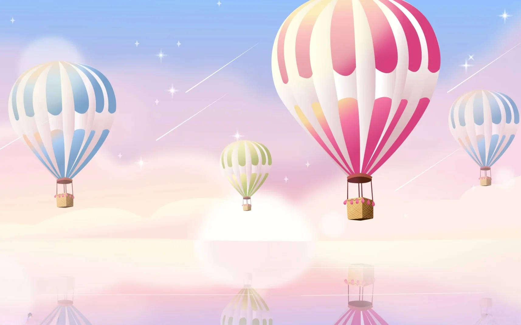 Custom wallpaper Nordic Fantasy Cloud Pink Hot Air Balloon Background Mural 3d Wallpaper for Kids Room Decorative wallpaper