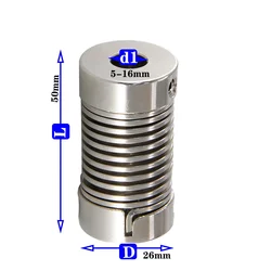Aluminum alloy D26L50 spring coupling elastic coupling is used for servo motor, screw rod, shaft connector, 3D printer, CNC
