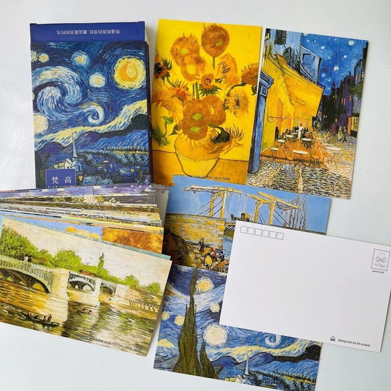 Carte postale Vintage de peinture à l'huile Van Gogh, carte de vœux, cadeau à la mode, 30 feuilles/lot