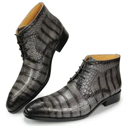 Luxury Boots Genuine Leather Men's Ankle Dress Boots High Grade  Boots Mens Leather Casual Lace Up Driving Walking Ankle Boots