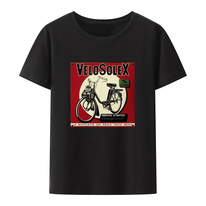 Printed Men Tshirts O-Neck Short-Sleeve Velo Solex Nostalgic Ancient Bike Casual Creative Comfortable Camiseta Hombre Camisa