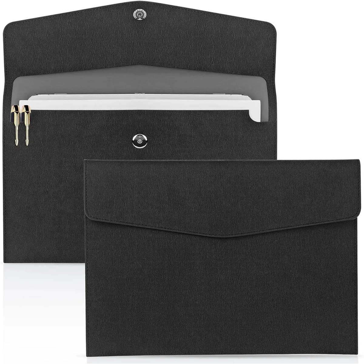 

2Pcs Document File Folder, Waterproof Thin PU Leather A4 Envelope Folder Expanding File Organizer Portfolio Storage Case