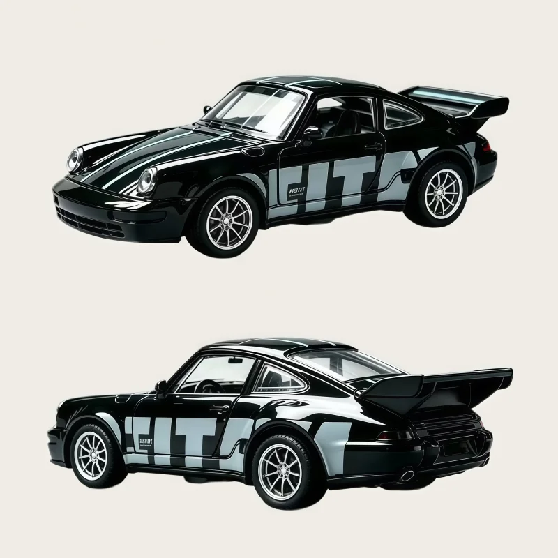 1:36 Retro Racing Coupe、Alloy Diecast、Openable Double Doors、Large Rear Wing、Desktop Collection