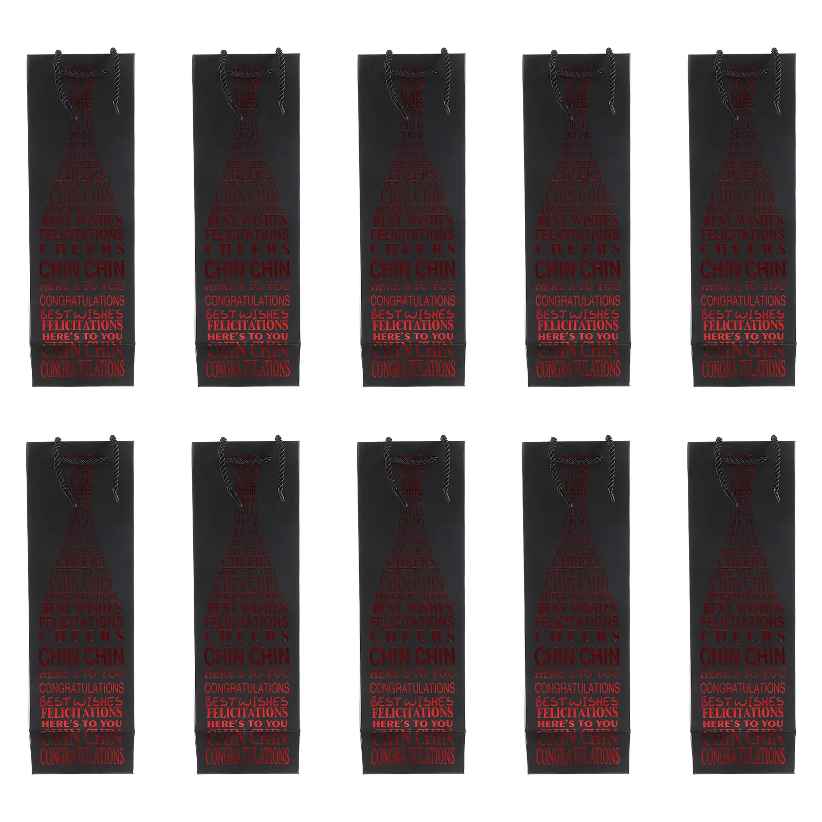 

10pcs Gift Bag Red Paper Travel Tote Bottle Household Pouches Strong Storage Portable Party Wrapping
