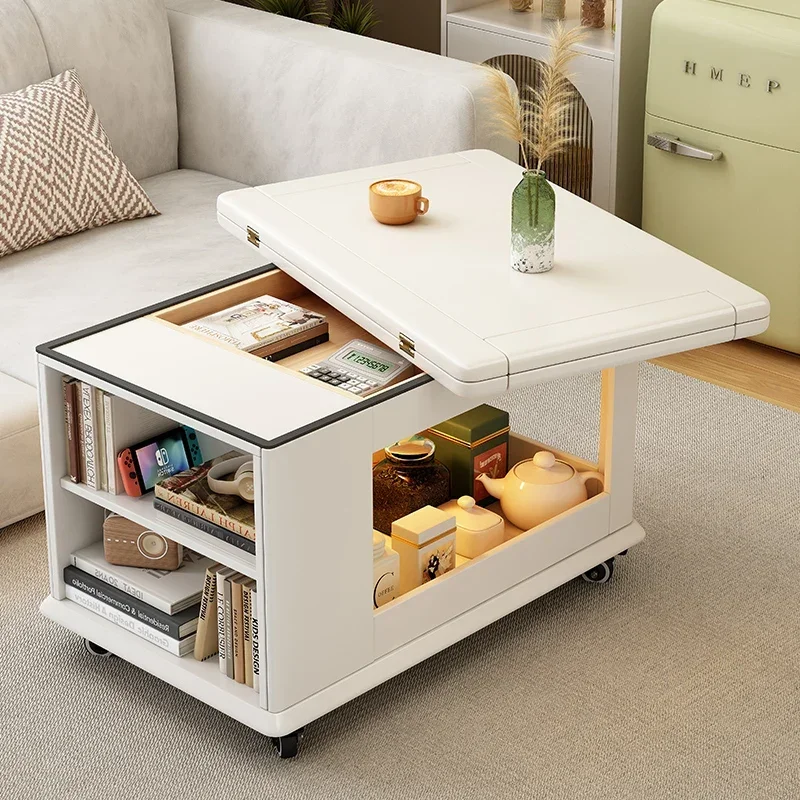 Mesa de centro plegable móvil para sala de estar, gabinete lateral para sofá, mesa auxiliar móvil, mesita de noche para dormitorio, gabinete de almacenamiento