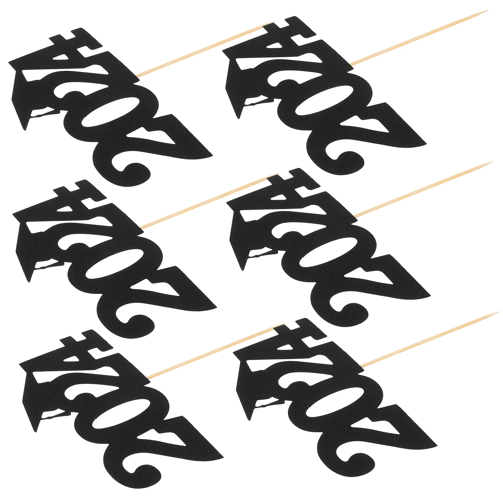 

6pcs 2024 Graduation Cake Toppers Picks Desserts Party Supplies Congrats Grad Decorations Hat Banner