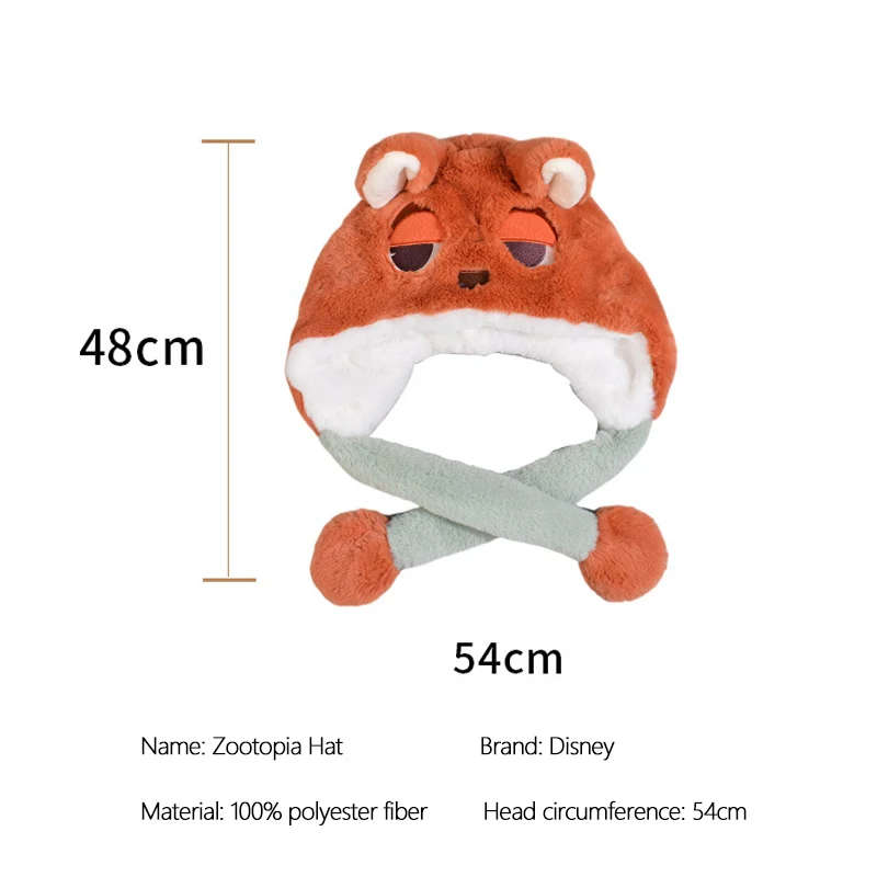 Disney Zootopia Funny Hat Women's Winter Hat Judith Nick Plush Ear Protection Hat Cartoon Ear Moving Cap Christmas Gifts Headwea