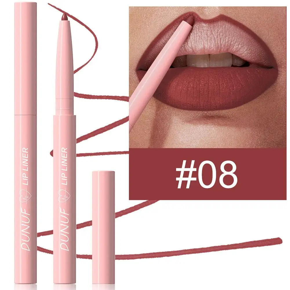 Lápiz Delineador de labios mate de 12 colores, tinte de contorno rojo, lápiz labial resistente al agua, taza antiadherente de larga duración para dar forma y esculpir los labios M D4U3