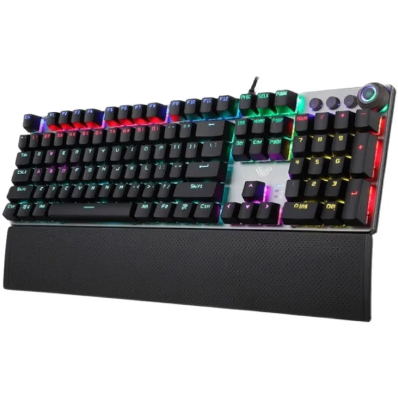 Coleção AliExpress F2088 Teclado mecânico para jogos, Anti-ghosting, 104 chapeamento, interruptor azul, com fio, teclado retroiluminado misto para jogos, laptop, PC