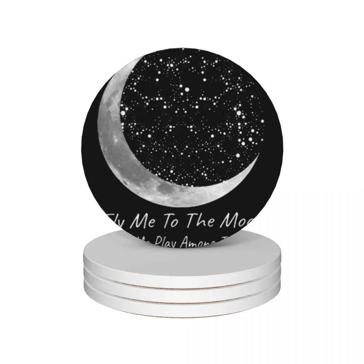 

Fly Me To The Moon Ceramic Coasters (Set of 4) cup holder household utensils kitchen cute kitchen supplies Coasters