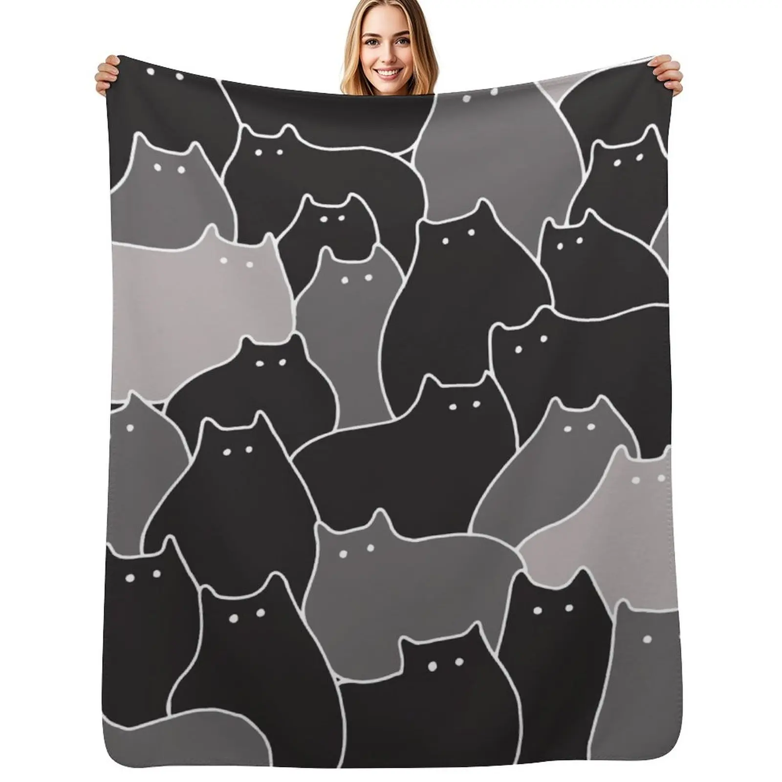 

Lots of Cats (Grey) Throw Blanket Stylish Decor Blanket Gift for Friends Roommate