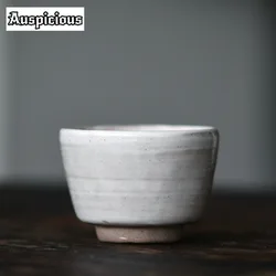 2/3pc Set Handmade Powder Yin White Teacup Japanese Coarse Pottery Cup Zen Horse-hoof Cup Small Master Cup Kung Fu Teaware 80ml