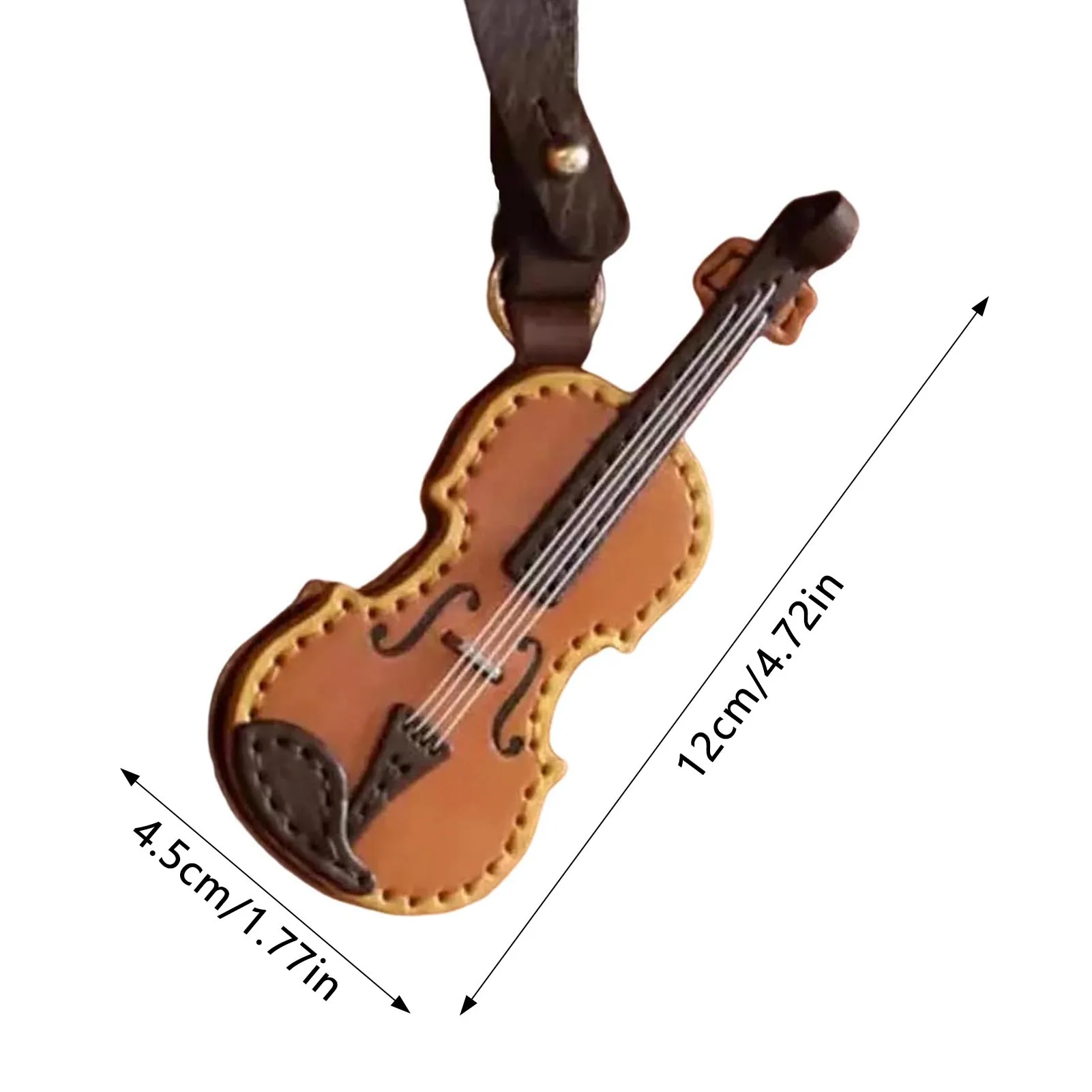 Kreativer Schlüsselanhänger aus PU-Leder für Gitarre und Violine, niedlicher Instrumenten-Schlüsselanhänger für Musikliebhaber, Anhänger, Schlüsselanhänger, Halter, Tasche, Dekoration, 4,5 x 12 cm