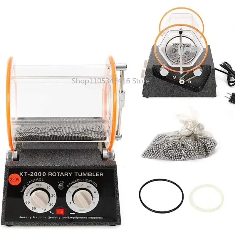 5kg Rotary Tumbler Jewelry Polisher, Bead Surface Cleaner with Timer – Drum Polishing Finisher Machine for Chamfering
