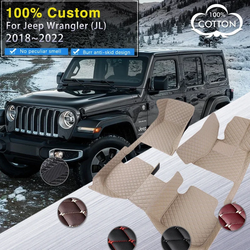 

Качественные автомобильные коврики RHD для Jeep Wrangler JL 2018 ~ 2022 г., противогрязные накладки, защитный ковер, прочные коврики, кожаный коврик, автомобильные аксессуары