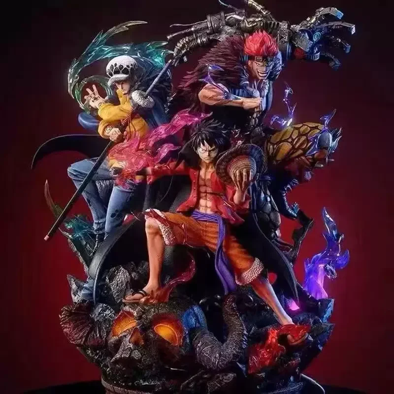 Figura de Luffy y Law de Onigashima, 3 Capitanes, Modelo de PVC, Adorno, Juguete Coleccionable de Escritorio, Estatua Estática, Figuras de Acción de Anime, Regalo para Fans