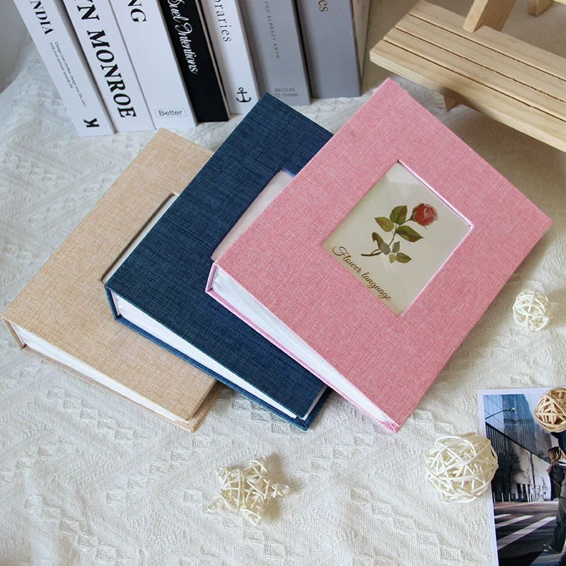 Photo Album Linen Cover DIY Writable Large Scrapbook Album 4x6 Photos Slip-in Picture Albums Children Growth Albums 200 Pockets