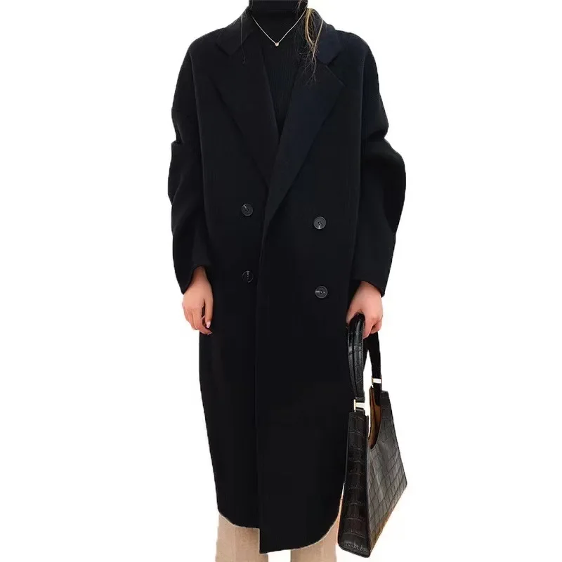 Gentle Hepburn style double-sided cashmere woolen coat women's Korean autumn and winter woolen coat high-end small man