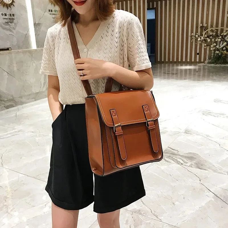 عالية الجودة حقيبة كتف عادية كيس دوس خمر المرأة على ظهره بولي Leather حقيبة جلدية المرأة على ظهره حقيبة مدرسية للبنات الموضة