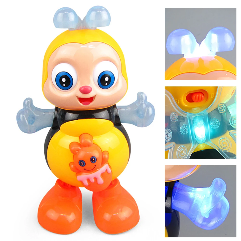 Electric Dancing Bee Toys W/ Music & Lights Cartoon Swinging Bee Toy Interactive Baby Bee Toy Educational Toy Boys Gils Kid Gift