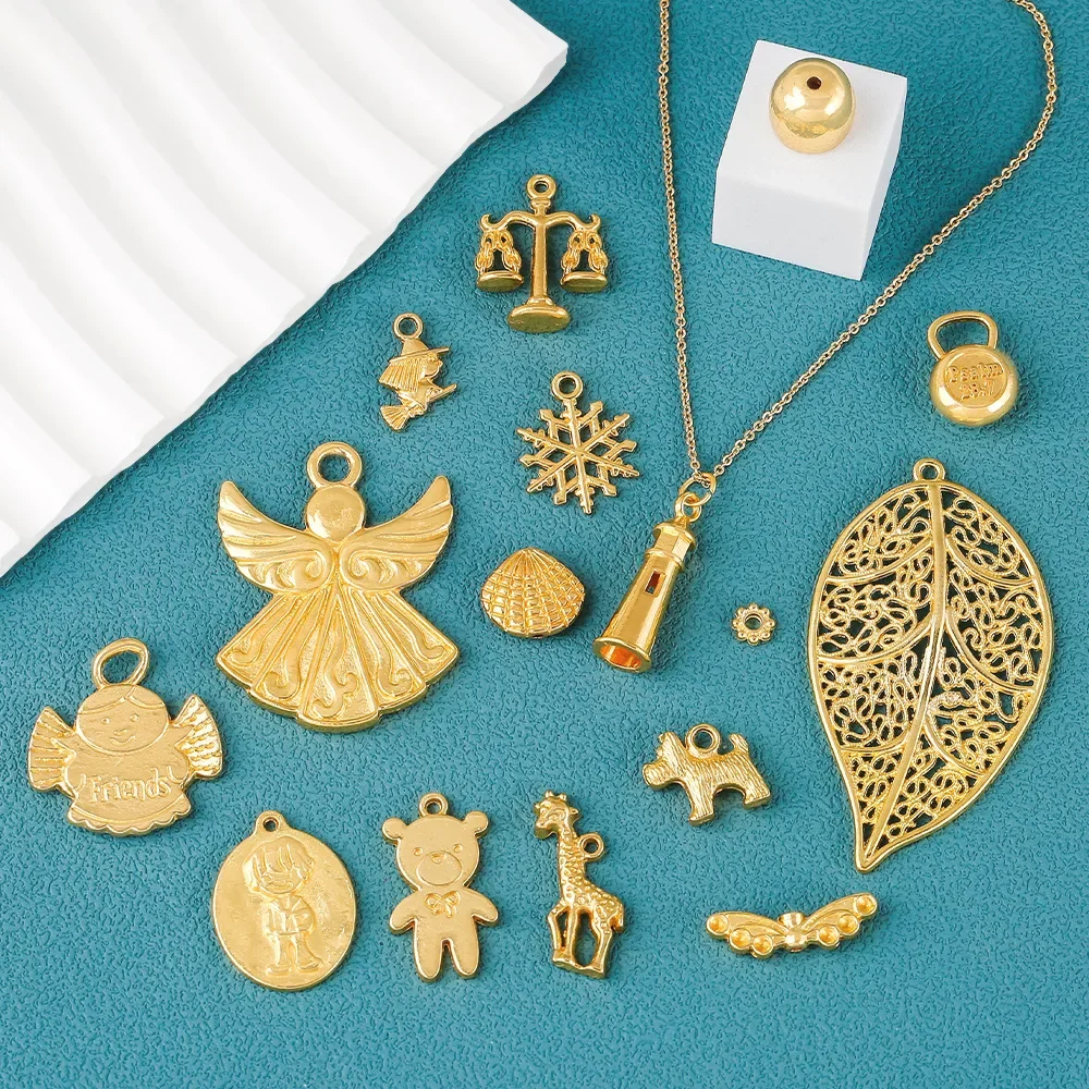 Acessórios de joias DIY de liga elegante e de nicho, joias com pingente de ouro brilhante e acessórios de roupas da moda